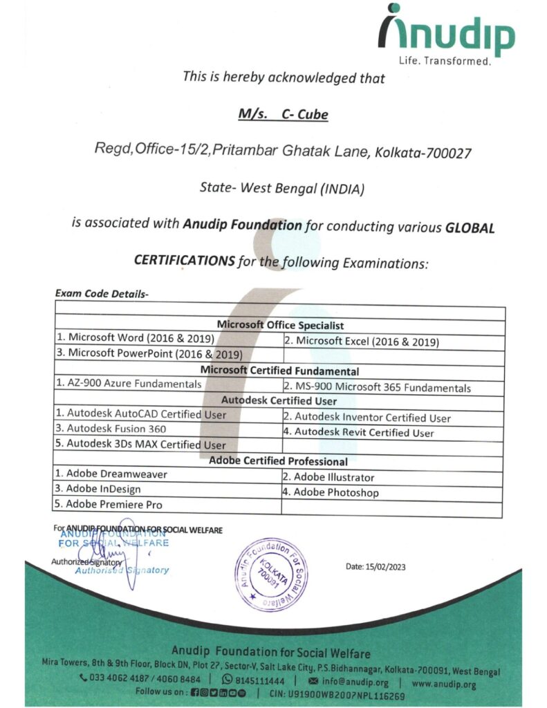 Signing MOU with Anudip, Training , Exam & Certification