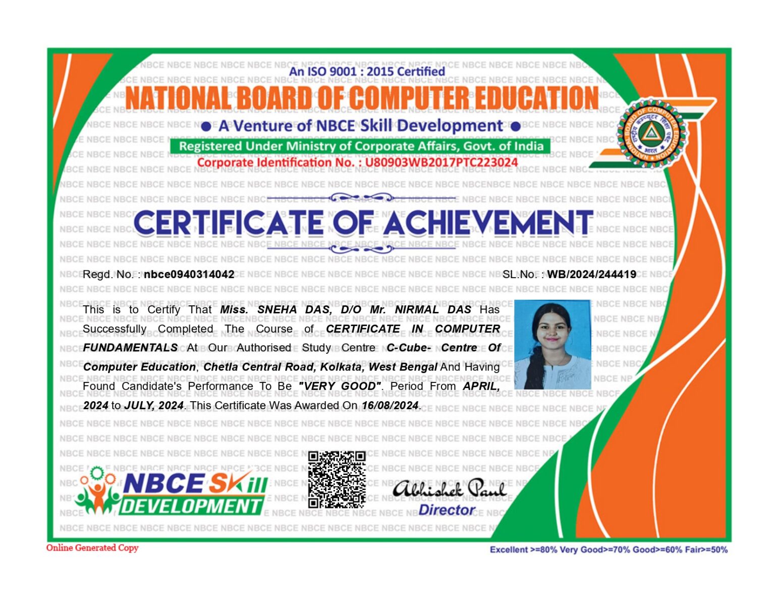 Central Govt. Certificate on MS-Office